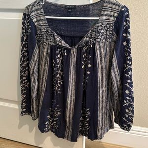Lucky Brand Linen-blend Pheasant Blouse